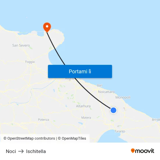 Noci to Ischitella map