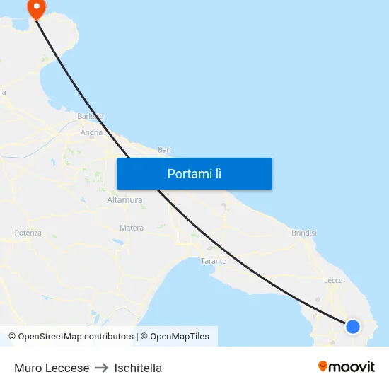 Muro Leccese to Ischitella map