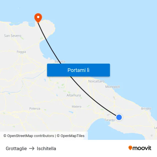 Grottaglie to Ischitella map