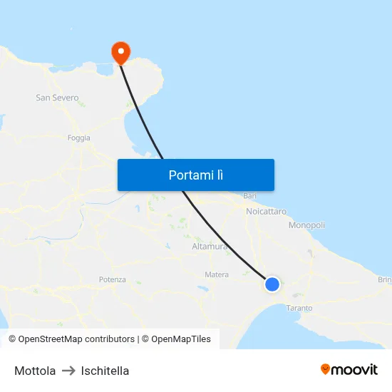 Mottola to Ischitella map
