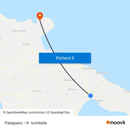 Palagiano to Ischitella map