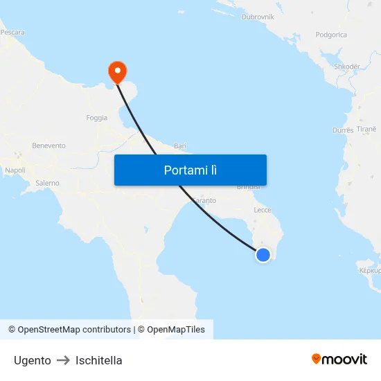 Ugento to Ischitella map