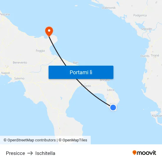 Presicce to Ischitella map