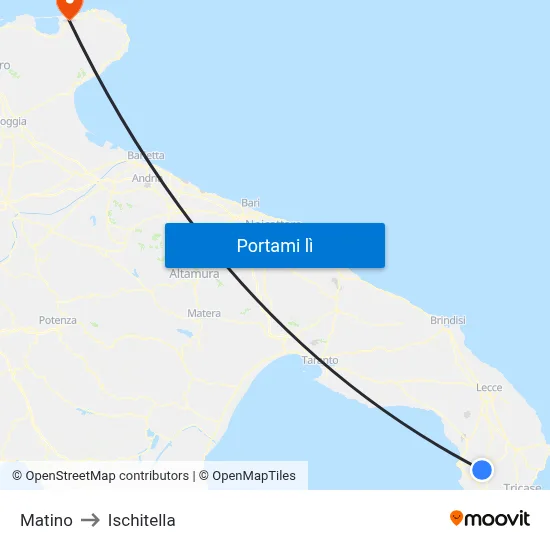 Matino to Ischitella map