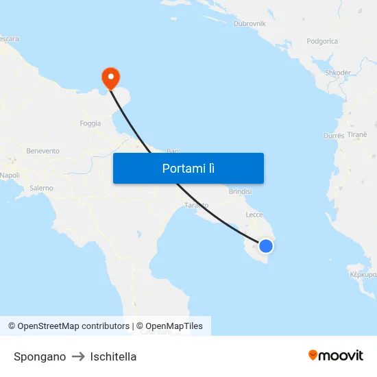 Spongano to Ischitella map