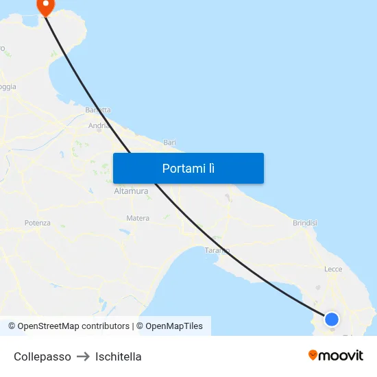 Collepasso to Ischitella map