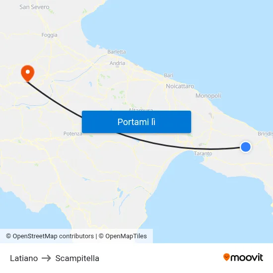Latiano to Scampitella map