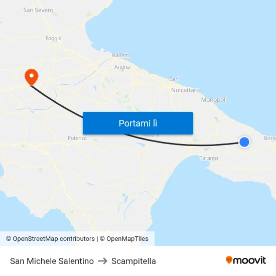 San Michele Salentino to Scampitella map