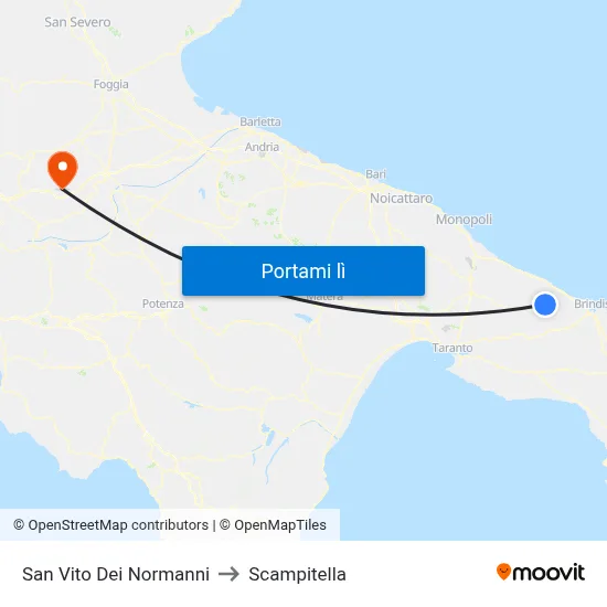 San Vito Dei Normanni to Scampitella map