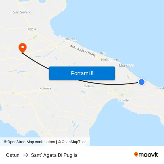 Ostuni to Sant' Agata Di Puglia map