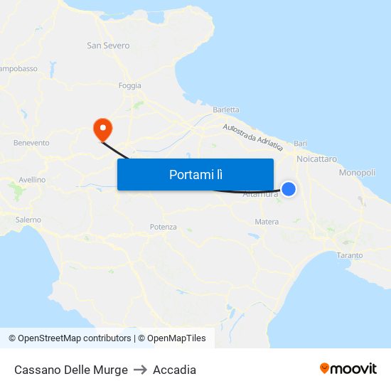Cassano Delle Murge to Accadia map