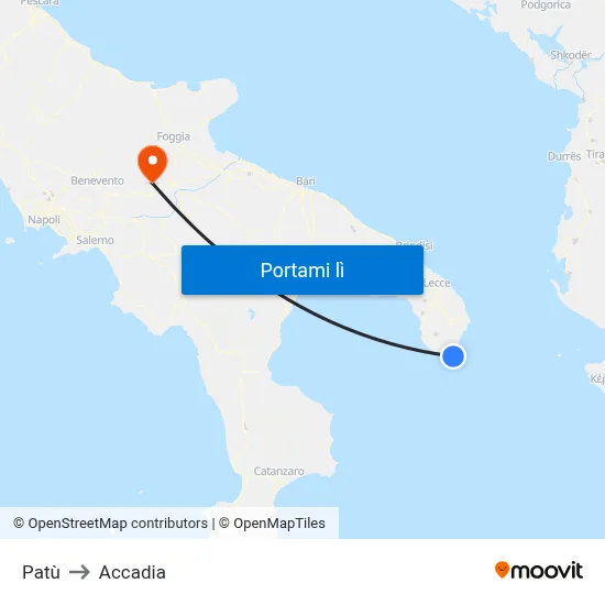 Patù to Accadia map