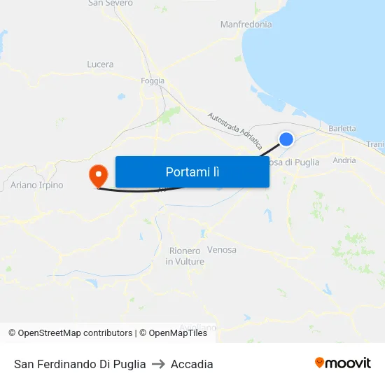 San Ferdinando Di Puglia to Accadia map