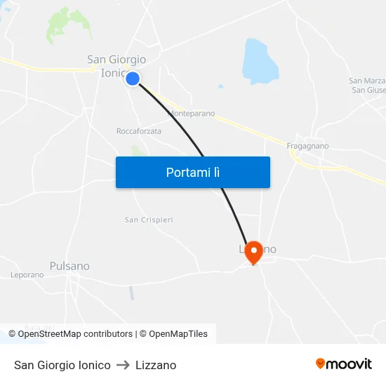 San Giorgio Ionico to Lizzano map