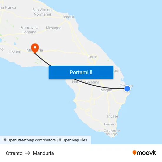 Otranto to Manduria map