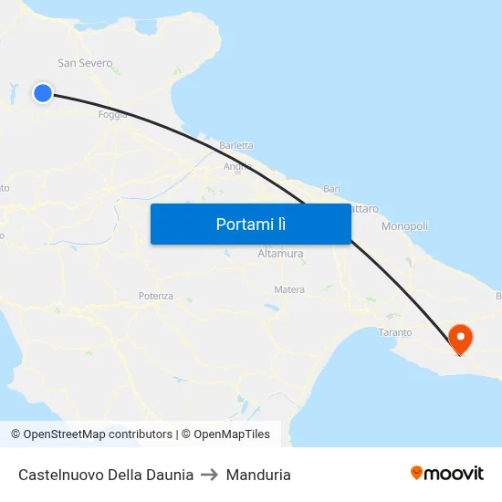 Castelnuovo Della Daunia to Manduria map
