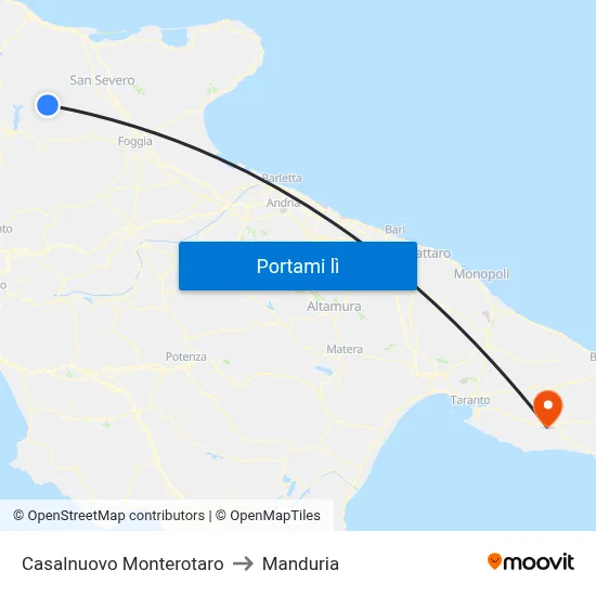 Casalnuovo Monterotaro to Manduria map