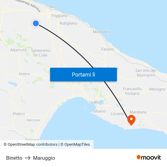 Binetto to Maruggio map