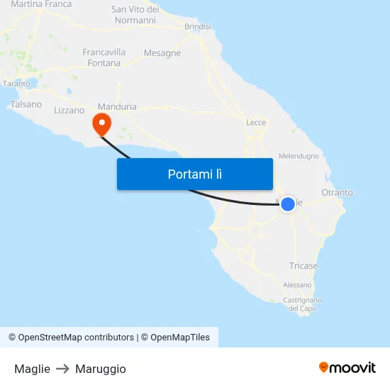 Maglie to Maruggio map
