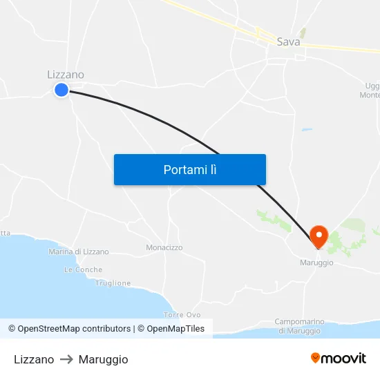 Lizzano to Maruggio map