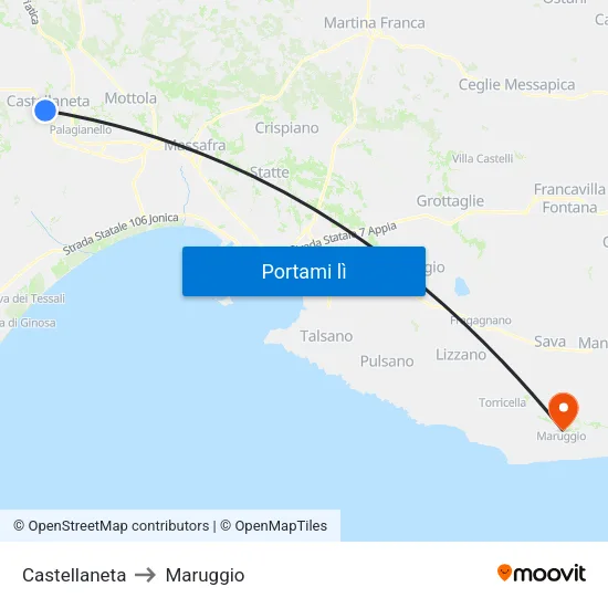 Castellaneta to Maruggio map