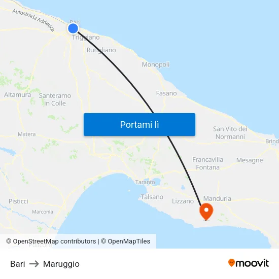 Bari to Maruggio map