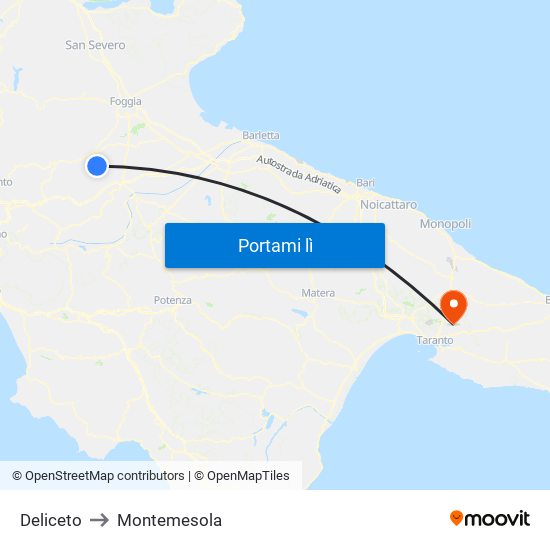 Deliceto to Montemesola map