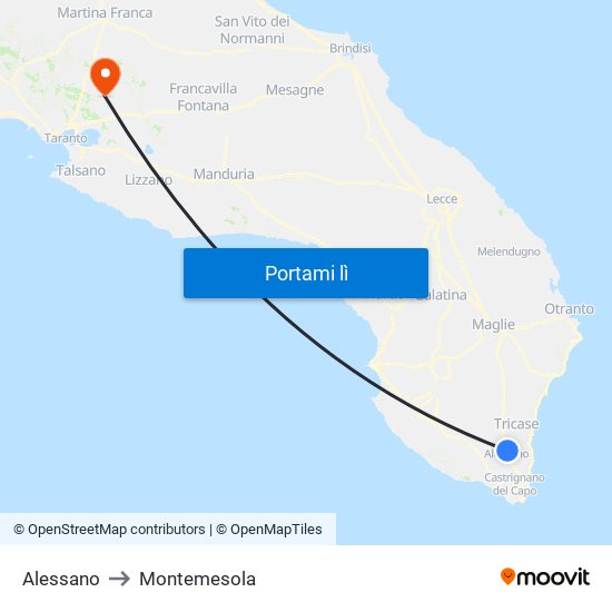 Alessano to Montemesola map