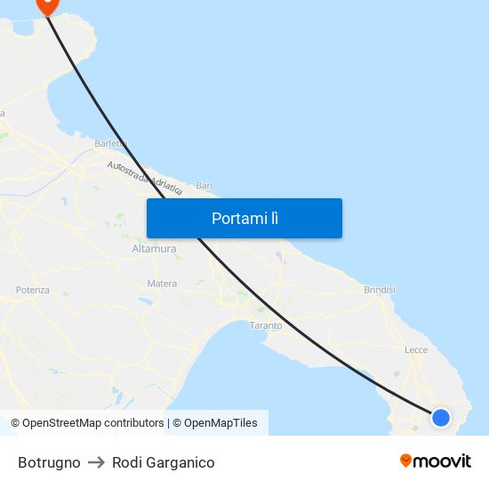 Botrugno to Rodi Garganico map