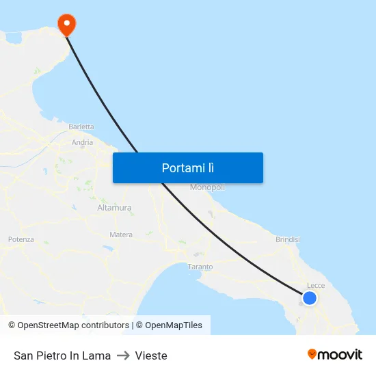 San Pietro In Lama to Vieste map