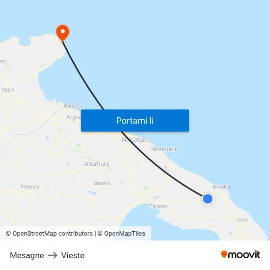 Mesagne to Vieste map