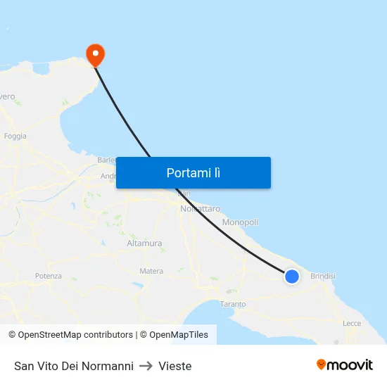San Vito Dei Normanni to Vieste map