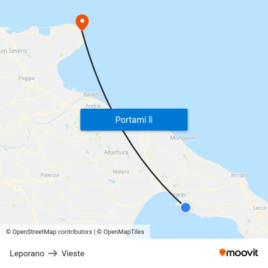 Leporano to Vieste map