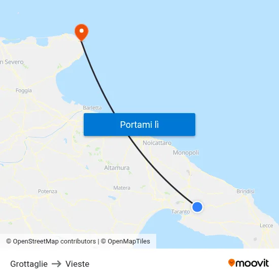 Grottaglie to Vieste map