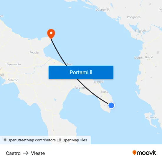 Castro to Vieste map