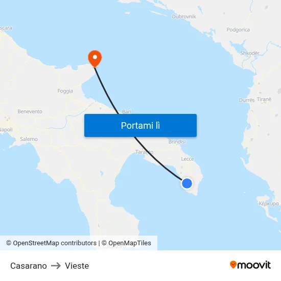 Casarano to Vieste map