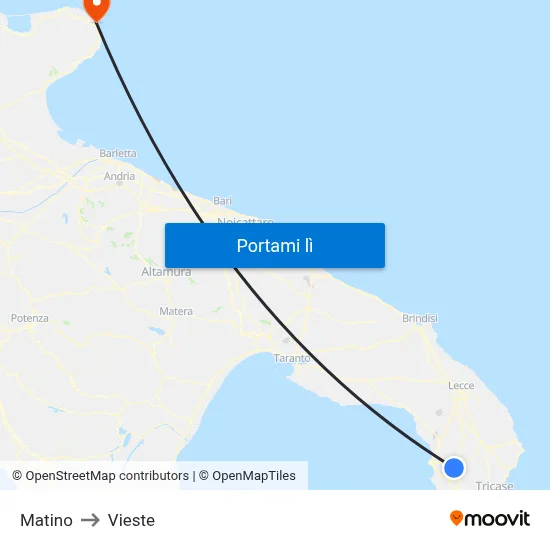 Matino to Vieste map
