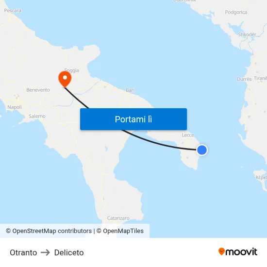 Otranto to Deliceto map