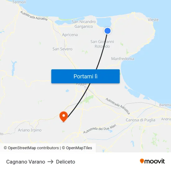 Cagnano Varano to Deliceto map