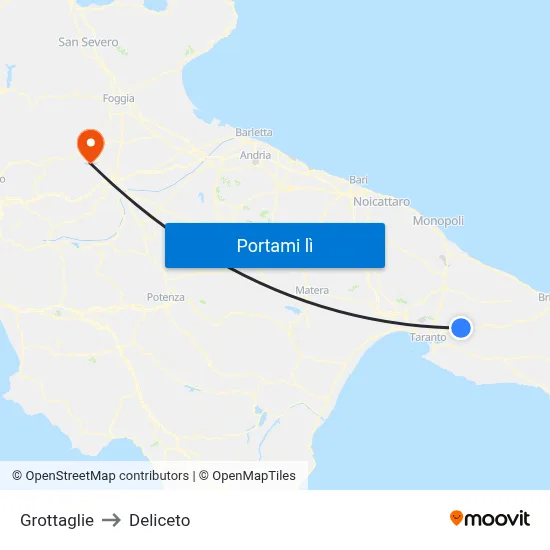 Grottaglie to Deliceto map