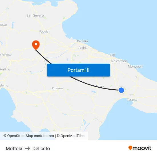 Mottola to Deliceto map