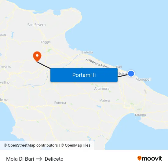 Mola Di Bari to Deliceto map