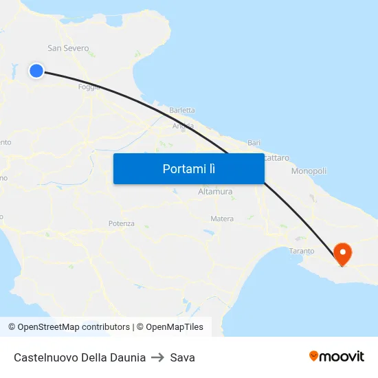Castelnuovo Della Daunia to Sava map