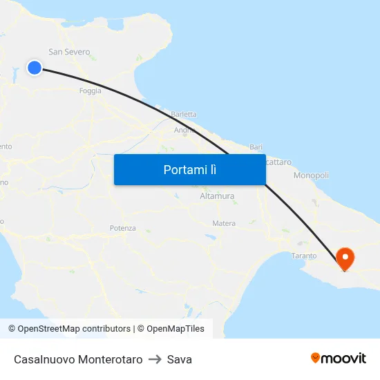 Casalnuovo Monterotaro to Sava map