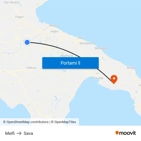 Melfi to Sava map