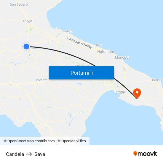 Candela to Sava map