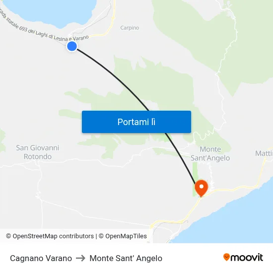 Cagnano Varano to Monte Sant' Angelo map
