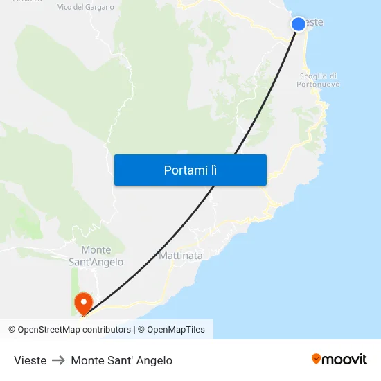 Vieste to Monte Sant' Angelo map