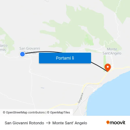 San Giovanni Rotondo to Monte Sant' Angelo map