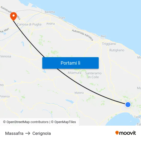 Massafra to Cerignola map